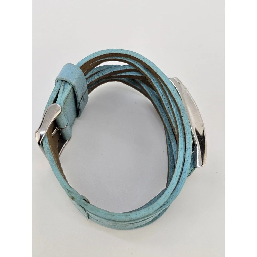 Women's Analog Watch 19MM Gray Dial Blue Braided Faux Leather‎ Band NEW Battery